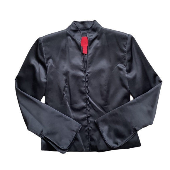 100% Silk Satin Elegant Black Jacket - Picture 3 of 8